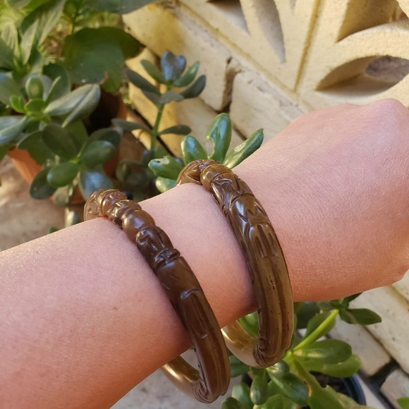 Dynasty "2 dragons Playing Pearl" Jade Bangle - Picture 6 of 8